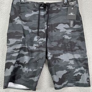 Oneill Hyper Freak Swim Trunks Mens 30 Grey Camo Performance Board Shorts‎ NEW